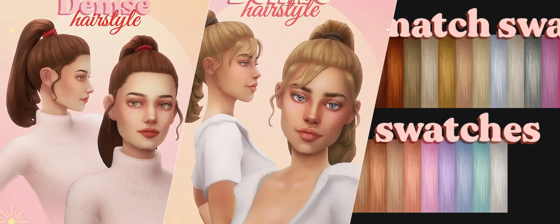Denise hair (with + without bangs) — Denise hair (with + without bangs) screenshots 1–3