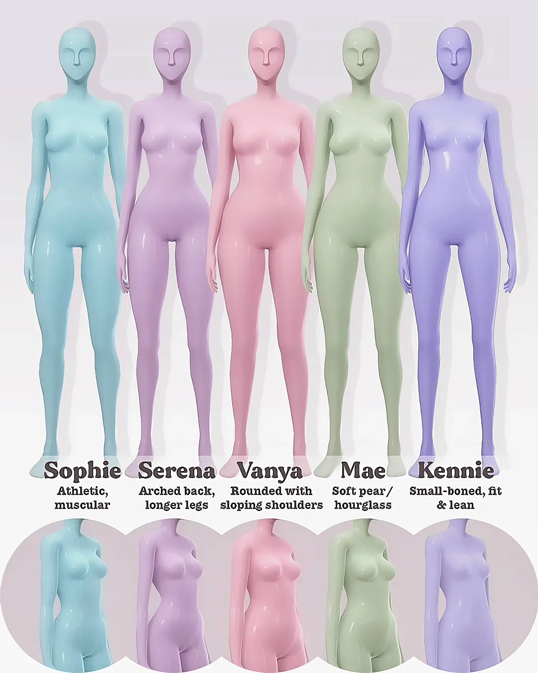 Body presets collection — body presets 1-5