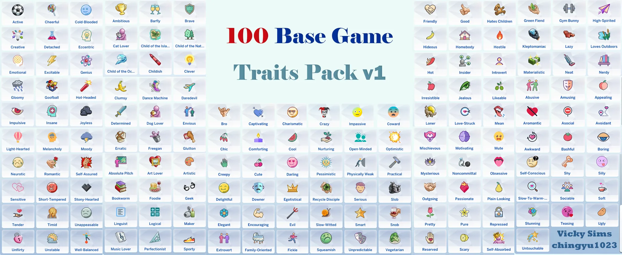 The 100 Base Game Traits Pack V1 — 100 Traits Banner