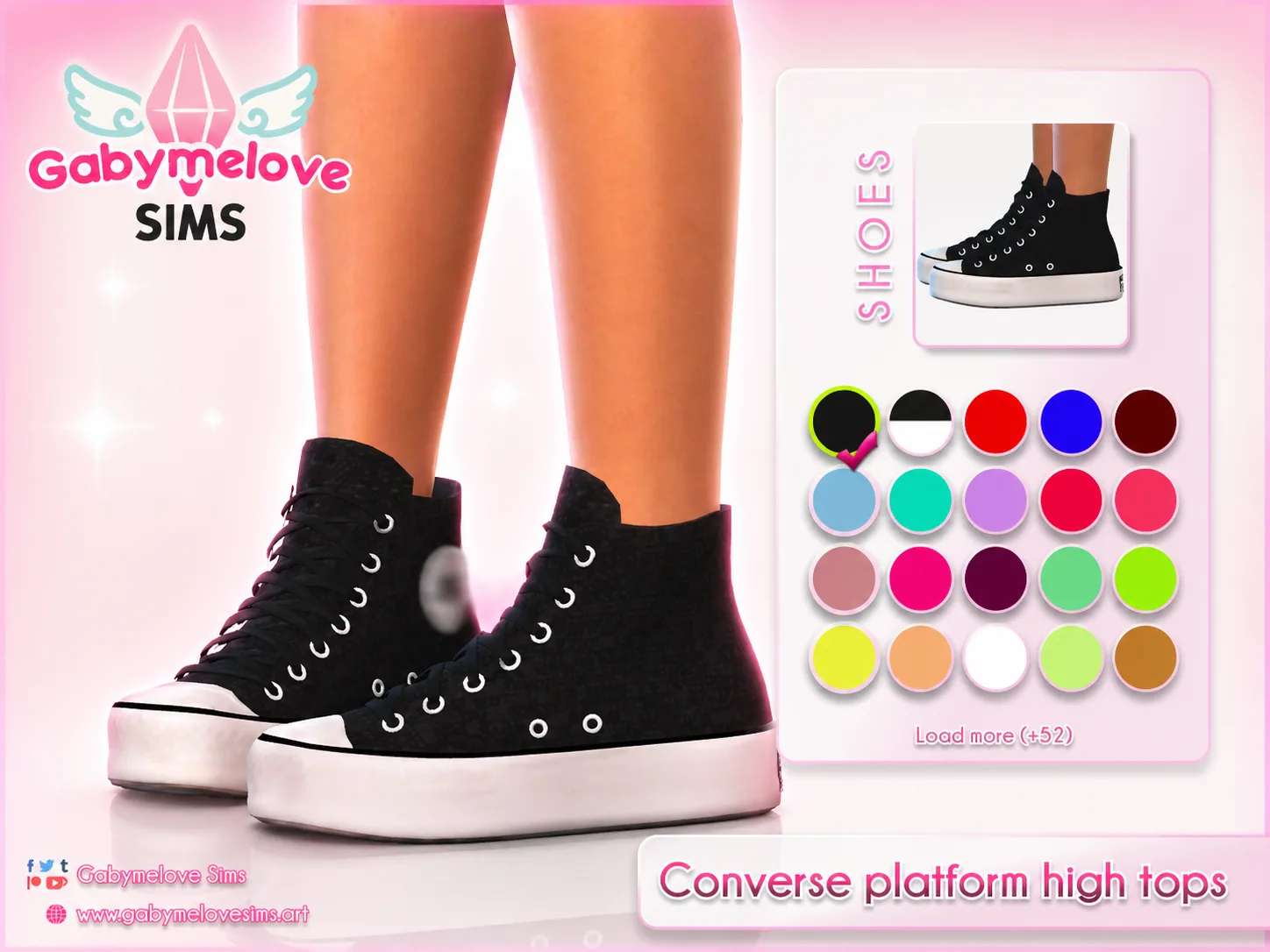Platform High Top Sneakers (Female) – Chunky Canvas High Tops, Y2K Casual Style — [Gabymelove Sims] Converse Platform High Tops (F)