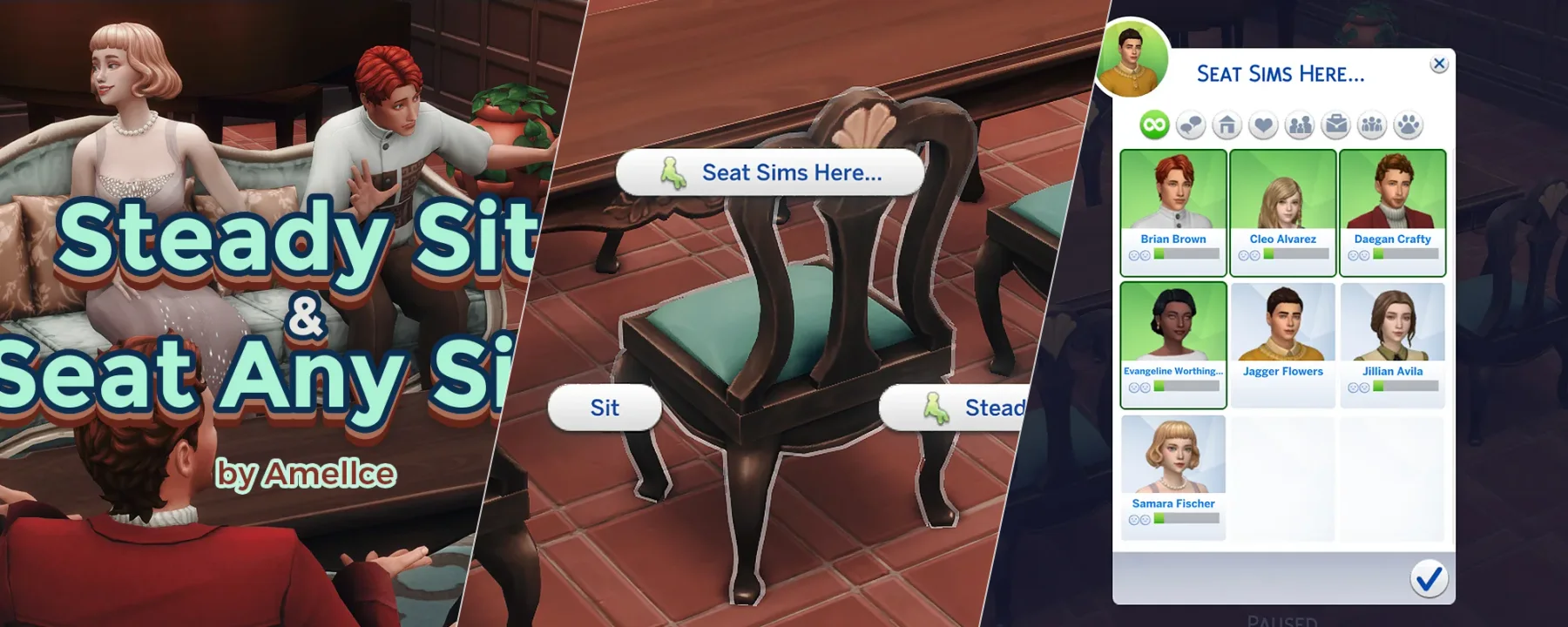 Steady Sit & Seat Any Sim — Steady Sit & Seat Any Sim screenshots 1–3