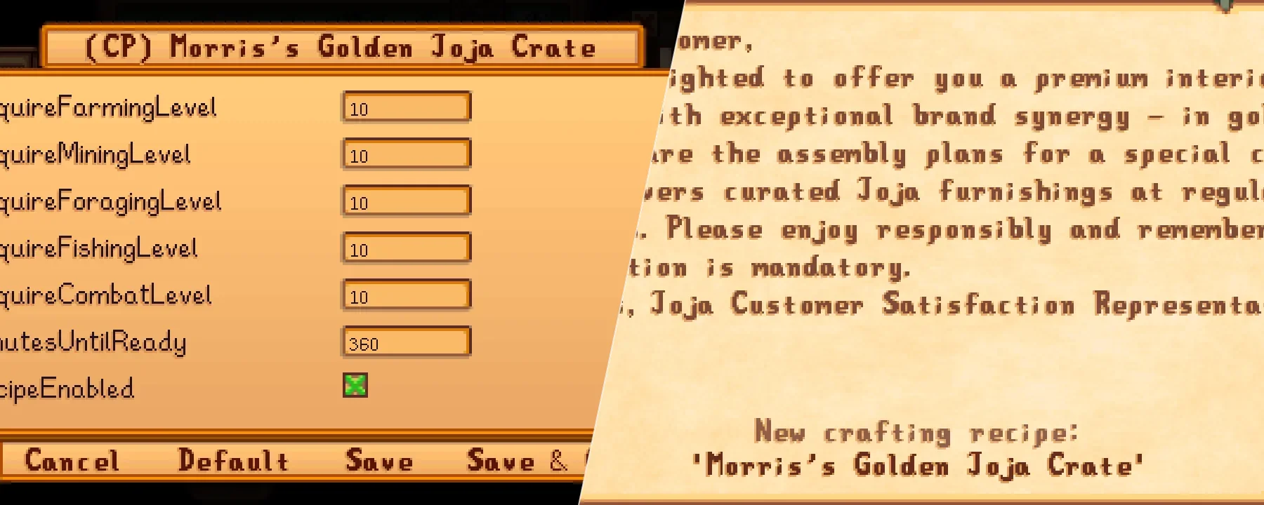 [CP] Morris's Golden Joja Crate — [CP] Morris's Golden Joja Crate screenshots 1–2