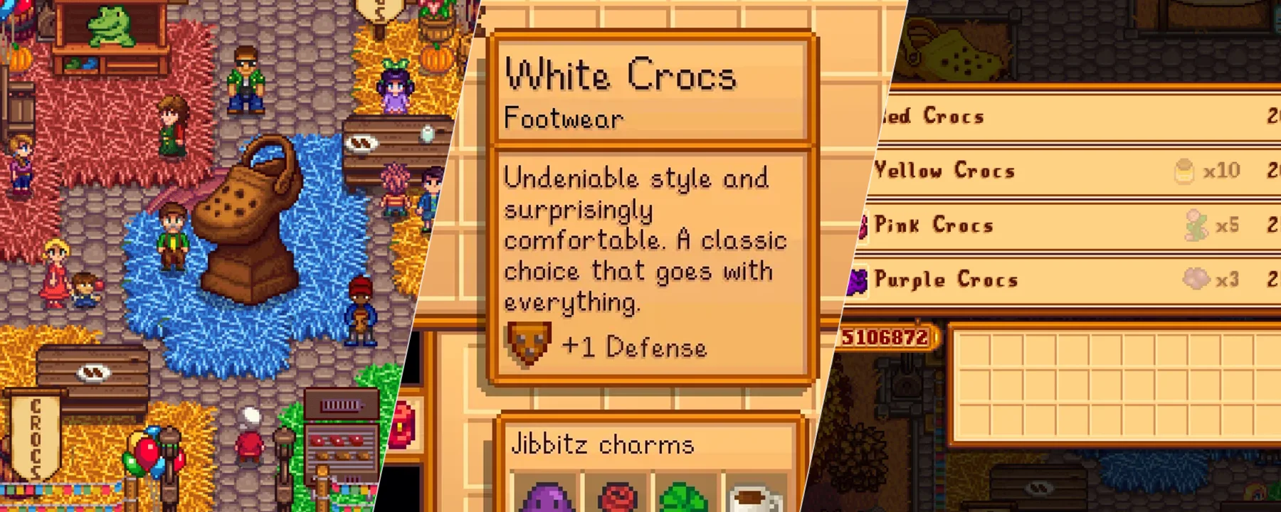 A Crocs-Inspired Stardew Valley Experience — A Crocs-Inspired Stardew Valley Experience screenshots 1–3