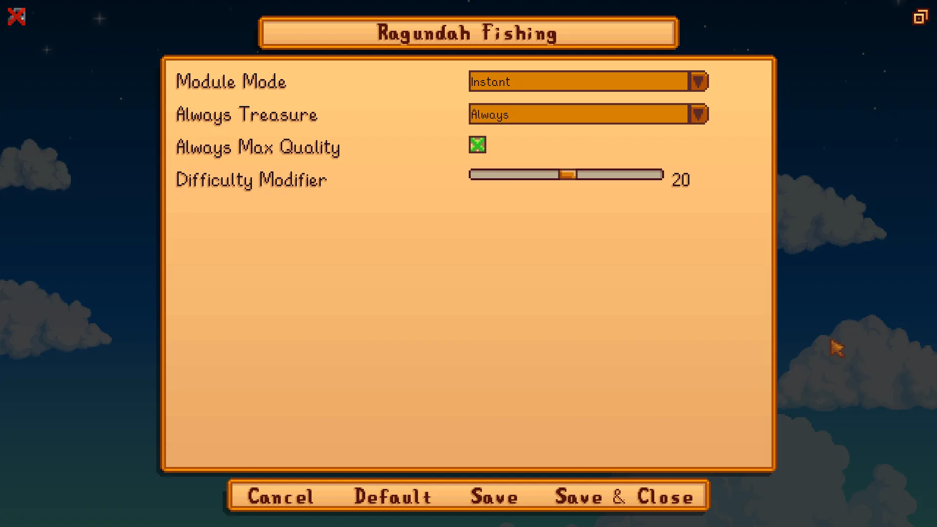 Easier Fishing — Settings