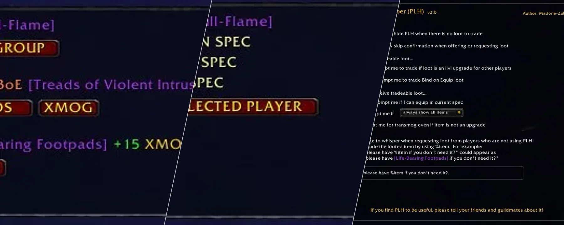 Personal Loot Helper (PLH) — Personal Loot Helper (PLH) screenshots 1–3