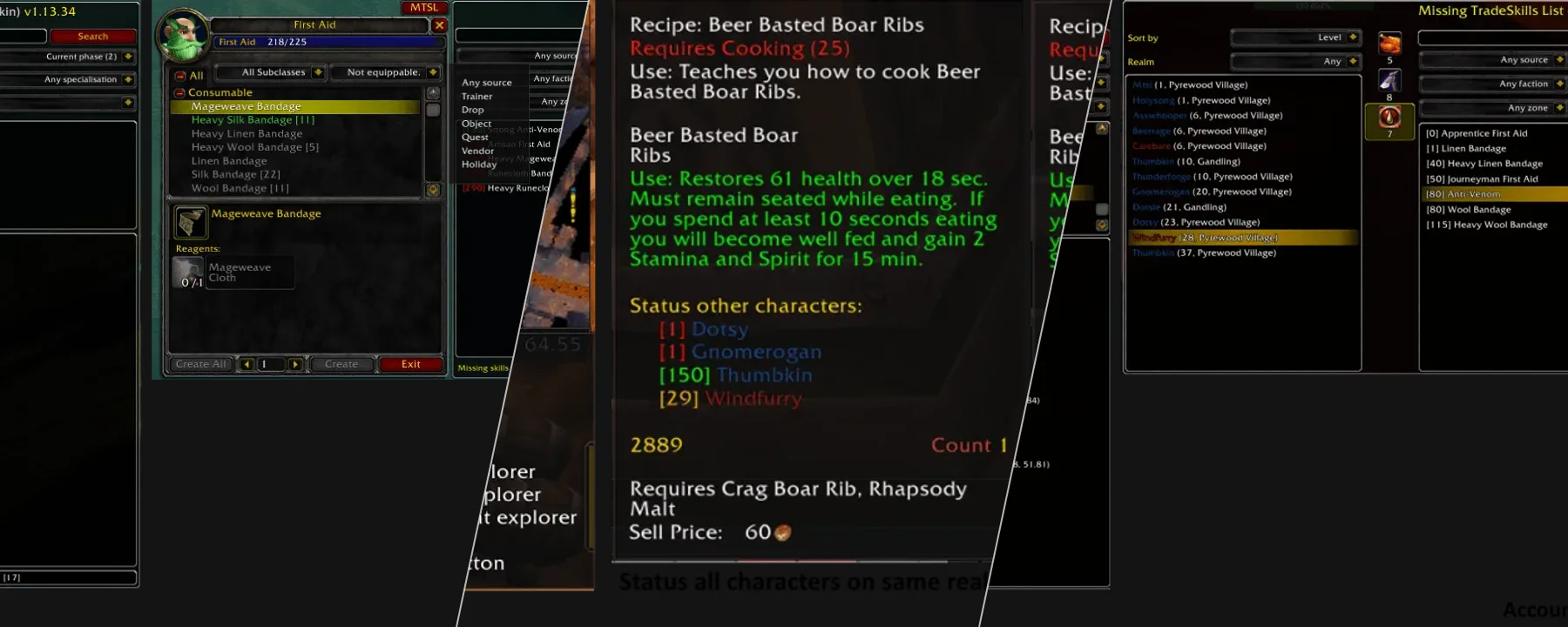 Missing TradeSkills List (Classic + TBC) — Missing TradeSkills List (Classic + TBC) screenshots 1–3