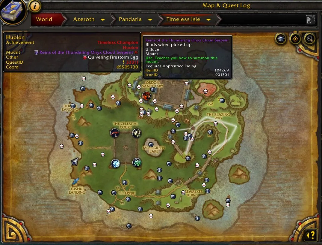 HandyNotes: Mists of Pandaria (Treasures and Rares) — The Timeless Isle