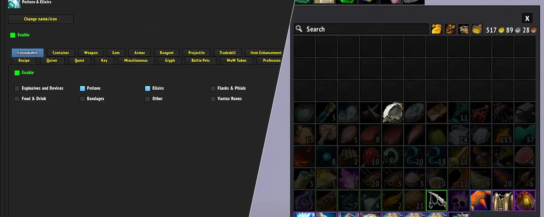 ElvUI Bag Filters — ElvUI Bag Filters screenshots 1–2