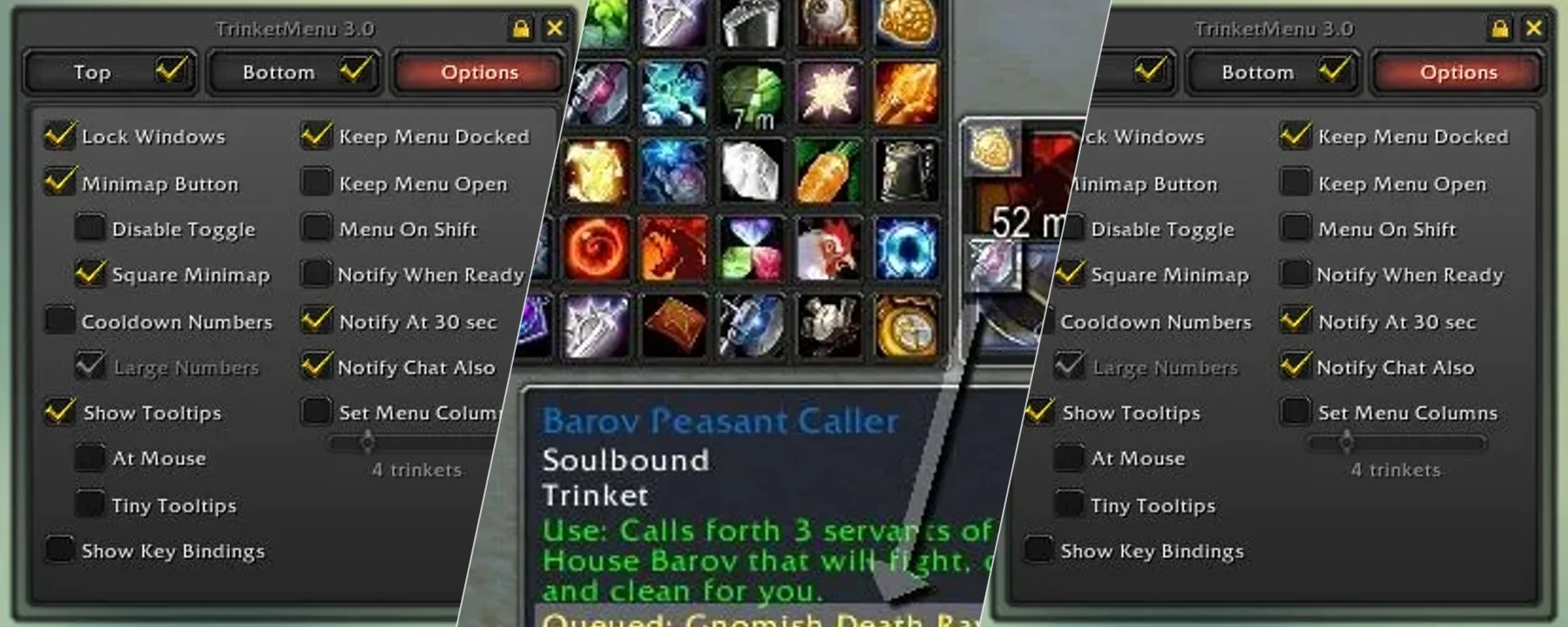 TrinketMenu — TrinketMenu screenshots 1–3