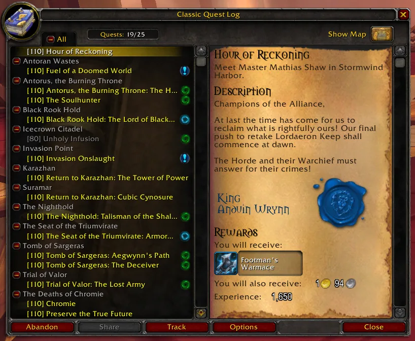 Classic Quest Log screenshot 1